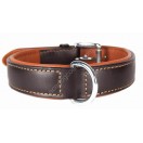 Ace Comfy LEATHER DOG COLLAR Padded And lined with soft Lamb's Leather (Brown With tan Lining) 